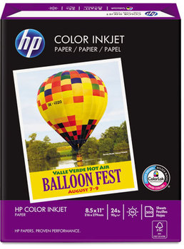 HP Color Inkjet Paper,  96 Brightness, 24lb, 8-1/2 x 11, White, 500 Sheets/Ream
