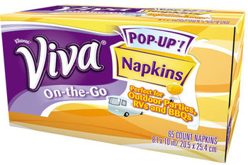 Viva® On-the-Go Napkins,  1-Ply, 8 1/10 x 10, White, 65/Pack, 8 Packs/Carton