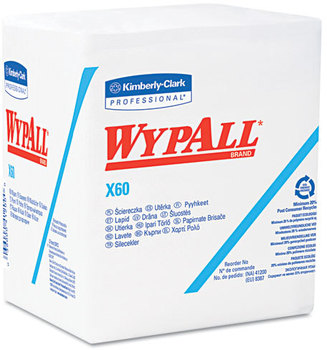 WypAll* X60 Wipers,  1/4-Fold, 12 1/2 x 13, White, 76/Box, 12 Boxes/Carton