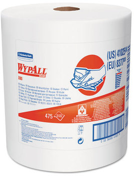 WypAll* X80 Shop Towels 41025,  Jumbo Roll, 12 1/2w x 13.4l, White