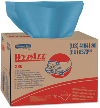 WypAll* X80 Wipers,  Brag Box, HYDROKNIT, 12 1/2 x 16 4/5, 160 Wipers/Carton