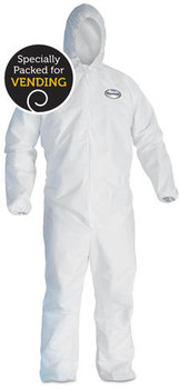 KleenGuard™ A40 Elastic-Cuff Wrist & Ankle, & Hood Coveralls with Zipper, Packed for Vending. Size X-Large. White.
