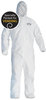 A Picture of product KCC-41172 KleenGuard™ A40 Elastic-Cuff Wrist & Ankle, & Hood Coveralls with Zipper, Packed for Vending. Size X-Large. White.