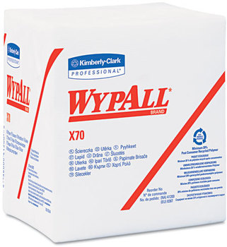 WypAll* X70 Wipers,  1/4-Fold, 12 1/2 x 12, White, 76/Pack, 12 Packs/Carton