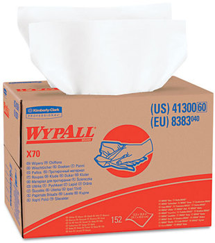 WypAll* X70 Wipers in Brag Box. 12 1/2 X 16 4/5 in. White. 200 wipes.