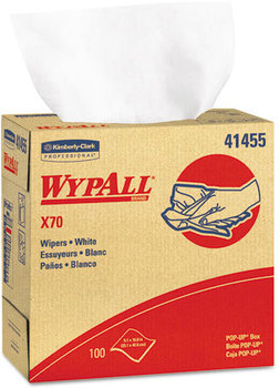 WypAll* X70 Wipers,  POP-UP Box, 9 1/10 x 16 4/5, White, 100/Box, 10 Boxes/Carton