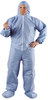 A Picture of product KCC-45356 KleenGuard™ A65 Flame-Resistant Coverals with Elastic Wrists and Ankles, Boots, Hood, and Zipper Front. 3X-Large. Blue. 21/Carton.