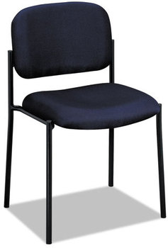 HON® VL606 Stacking Guest Chair without Arms Fabric Upholstery, 21.25" x 21" 32.75", Navy Seat, Back, Black Base