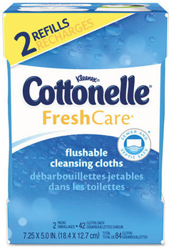 Cottonelle® Fresh Care Flushable Cleansing Cloths,  White, 3.73 x 5.5, 84/Pack