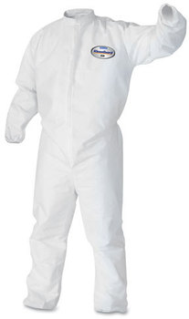KleenGuard™ A30 Breathable Splash and Particle Protection Coveralls with Elastic Back, Wrists, & Ankles, and Zipper Front. Size X-Large. White. 25/Case.