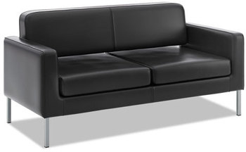 basyx® VL888 Series Reception Seating Sofa,  67 x 28 x 30 1/2, Black SofThread™ Leather
