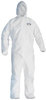 A Picture of product KCC-46114 KleenGuard™ A30 Breathable Splash and Particle Protection Coveralls with Hood, Elastic Back, Wrists, & Ankles, and Zipper Front. Size X-Large. White. 25/Case.