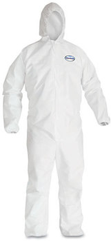 KleenGuard™ A30 Breathable Splash and Particle Protection Coveralls with Hood, Elastic Back, Wrists, & Ankles, and Zipper Front. Size 2X-Large. White. 25/Case.
