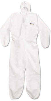 KleenGuard™ A20 Breathable Particle Protection Coveralls with Zipper Front, Elastic Back, Wrists, Ankles, and Hood. Size Large. White. 24/Carton.