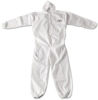 KleenGuard™ A20 Breathable Particle Protection Coveralls with Zipper Front, Elastic Back, Wrists, Ankles, and Hood. Size 2X-Large. White. 24/Carton.