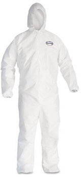 KleenGuard™ A20 Breathable Particle Protection Coveralls with Zipper Front, Elastic Back, Wrists, Ankles, and Hood. Size 4X-Large. White. 20/Carton.