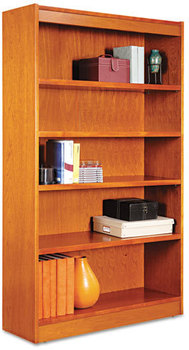 Alera® Veneer Square Corner Bookcase Wood Five-Shelf, 35.63w x 11.81d 60h, Medium Cherry