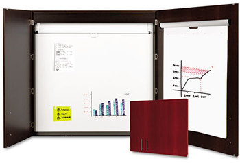 MasterVision® Conference Cabinet,  Porcelain Magnetic, Dry Erase, 48 x 48, Ebony