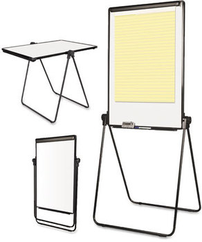 MasterVision® Folds-to-a-Table Melamine Easel,  28 1/2 x 37 1/2, White, Steel/Laminate