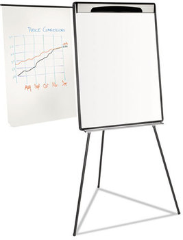 MasterVision® Magnetic Gold Ultra Dry Erase Tripod Presentation Easel with Extension Arms,  32" to 72", Black/Silver