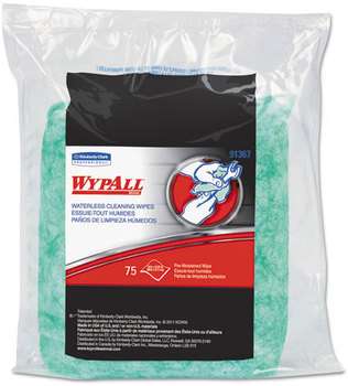 WypAll* Waterless Cleaning Wipes,  10 1/2 x 12 1/4, 75/Pack