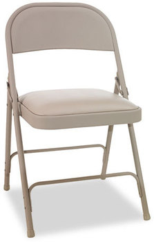 Alera® Steel Folding Chair with Two-Brace Support,  Padded Seat, Tan, 4/Carton