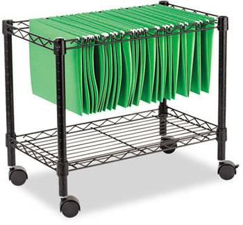 Alera® Rolling File Cart One-Tier for Side-to-Side Filing, Metal, 1 Shelf, Bin, 24" x 14" 21", Black