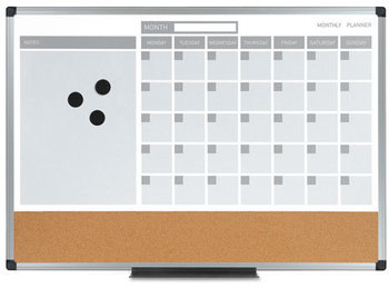 MasterVision® 3-in-1 Calendar Planner,  36 x 24, Silver Frame