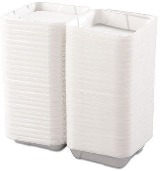 Boardwalk® Snap-it Foam Hinged Lid Carryout Containers,  1-Comp, 9 1/4 x 9 1/4 x 3, White, 200/Carton