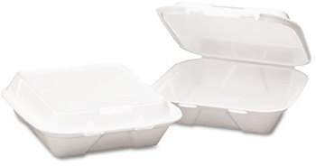 Boardwalk® Snap-it Foam Hinged Lid Carryout Containers,  3-Comp, 9.25x9.25x3, WE, 200/Carton