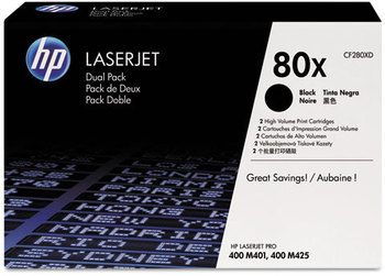 HP CF280A, CF280X, CF280XC, CF280XD Toner,  (CF280X-D) 2-pack High Yield Black Original LaserJet Toner Cartridges