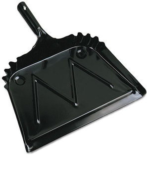 Boardwalk® Metal Dust Pan,  12" Wide, 2" Handle, Black