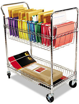 Alera® Carry-all Cart/Mail Cart Mail Metal, 1 Shelf, Bin, 34.88" x 18" 39.5", Silver