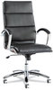 A Picture of product ALE-NR4119 Alera® Neratoli® High-Back Slim Profile Chair Faux Leather, 275 lb Cap, 17.32" to 21.25" Seat Height, Black Seat/Back, Chrome