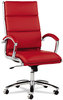 A Picture of product ALE-NR4139 Alera® Neratoli® High-Back Slim Profile Chair Faux Leather, Up to 275 lb, 17.32" 21.25" Seat Height, Red Seat/Back, Chrome
