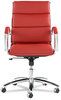 A Picture of product ALE-NR4239 Alera® Neratoli® Mid-Back Slim Profile Chair Faux Leather, Supports Up to 275 lb, Red Seat/Back, Chrome Base