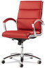 A Picture of product ALE-NR4239 Alera® Neratoli® Mid-Back Slim Profile Chair Faux Leather, Supports Up to 275 lb, Red Seat/Back, Chrome Base