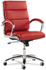 A Picture of product ALE-NR4239 Alera® Neratoli® Mid-Back Slim Profile Chair Faux Leather, Supports Up to 275 lb, Red Seat/Back, Chrome Base