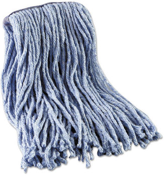 Boardwalk® Cut-End Wet Mop Heads,  Standard Head, Cotton/Synthetic Fiber, Cut-End, 12-Oz., Blue