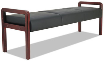 Alera® Reception Lounge WL Series Bench Three-Seater, 65.75w x 22.25d 22.88h, Black/Mahogany