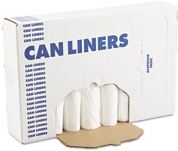 Boardwalk® Low-Density Can Liners,  24 x 32, 12-16gal, .4mil, White, 25/Roll, 20 Rolls/Carton