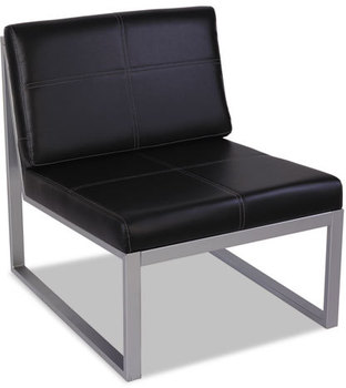 Alera® Ispara Series Armless Chair 26.57" x 30.71" 31.1", Black Seat, Back, Silver Base