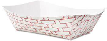 Boardwalk® Paper Food Trays,  3lb Capacity, Red/White, 500/Carton