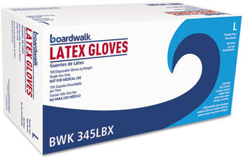 Boardwalk® General-Purpose Powder-Free Latex Gloves. 4.4 mil. Size Large. Natural. 100/Box,10 Box/Case.