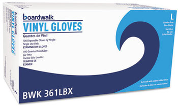 Boardwalk® Exam Vinyl Gloves,  Clear, Large, 3.6 mil, 100/Box