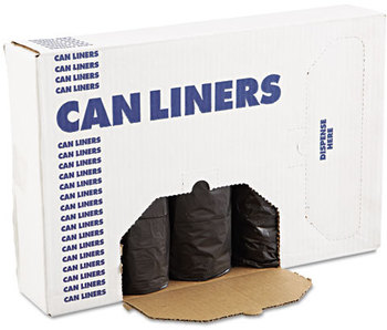 Boardwalk® Low-Density Can Liners,  60gal, .65mil, 38 x 58, Black, 25/Roll, 4 Rolls/Carton
