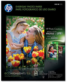 HP Everyday Photo Paper,  Glossy, 8-1/2 x 11, 50 Sheets/Pack