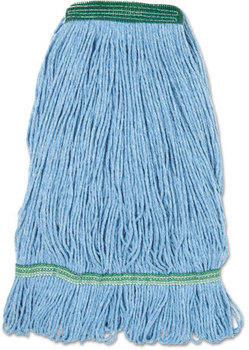 Boardwalk® Narrowband Looped-End Mop Heads, Cotton/Synthetic, Medium, Blue, 12/Case
