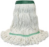 A Picture of product BWK-502WHNB Boardwalk® Premium Standard Head Narrowband Cotton/Rayon Looped-End Mop Heads. Medium. White.