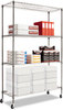 A Picture of product ALE-SW604818BA Alera® NSF Certified 4-Shelf Wire Shelving Kit with Casters 48w x 18d 72h, Black Anthracite